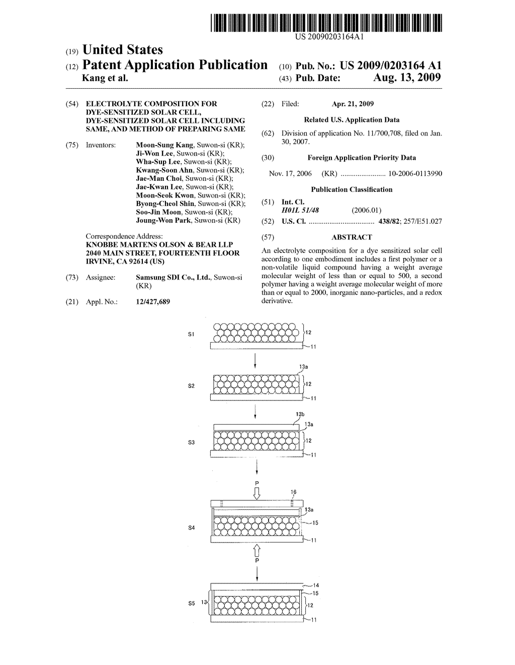 ELECTROLYTE COMPOSITION FOR DYE-SENSITIZED SOLAR CELL, DYE-SENSITIZED SOLAR CELL INCLUDING SAME, AND METHOD OF PREPARING SAME - diagram, schematic, and image 01