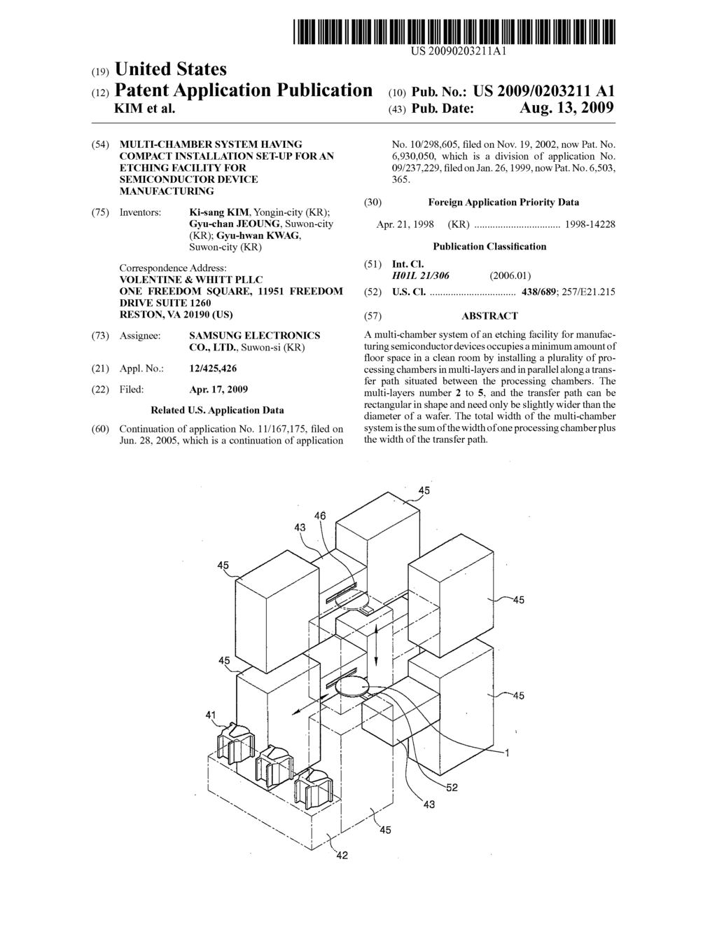 MULTI-CHAMBER SYSTEM HAVING COMPACT INSTALLATION SET-UP FOR AN ETCHING FACILITY FOR SEMICONDUCTOR DEVICE MANUFACTURING - diagram, schematic, and image 01