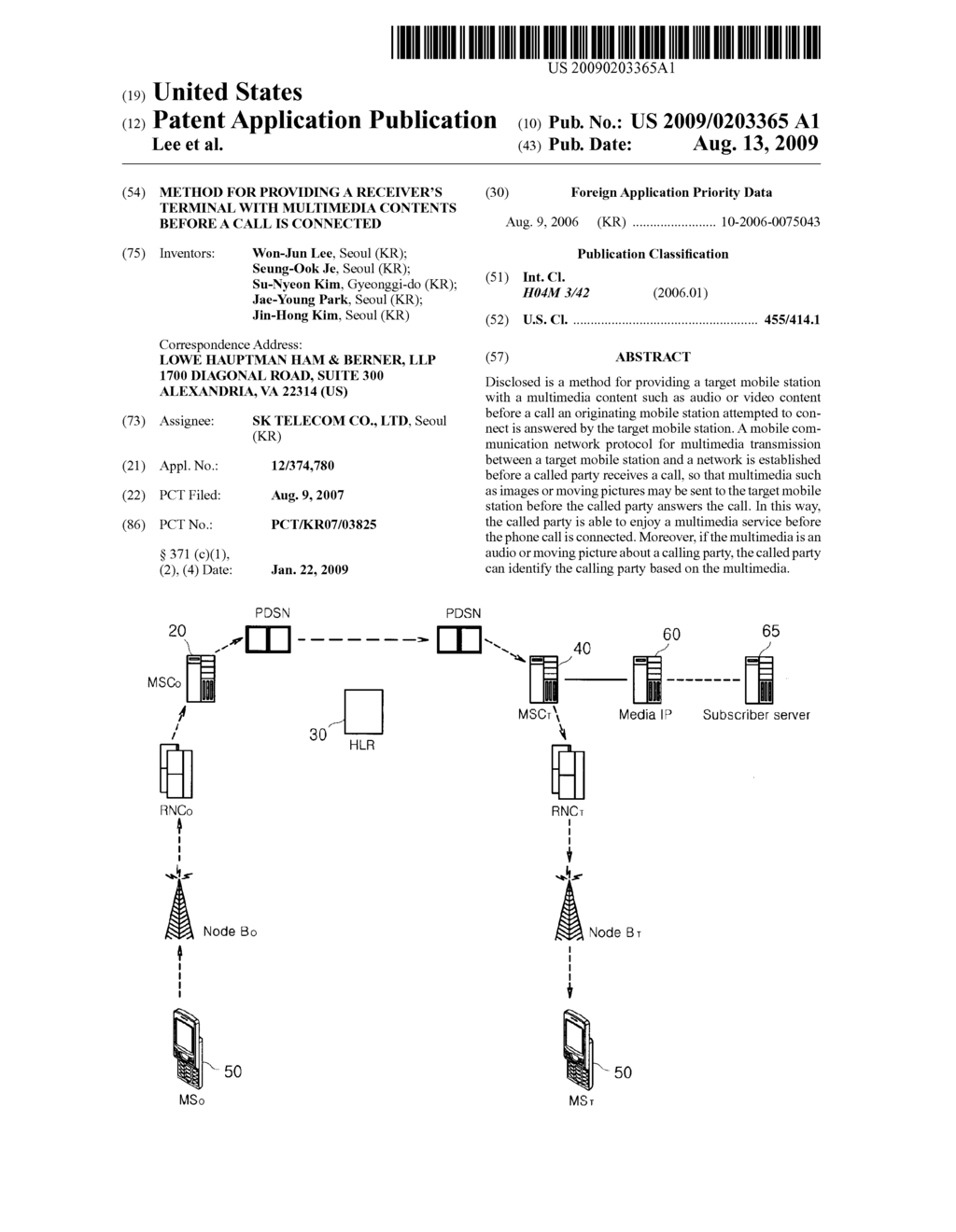 METHOD FOR PROVIDING A RECEIVER'S TERMINAL WITH MULTIMEDIA CONTENTS BEFORE A CALL IS CONNECTED - diagram, schematic, and image 01