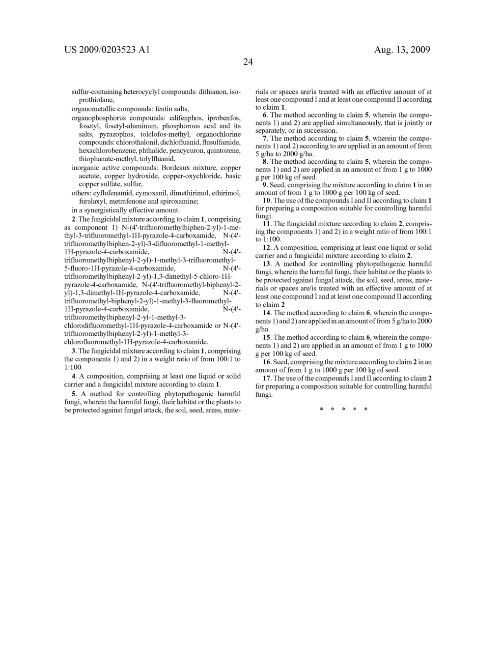 Fungicidal Mixtures Made From 1-Methylpyrazol-4-Ylcarboxanilides - diagram, schematic, and image 25