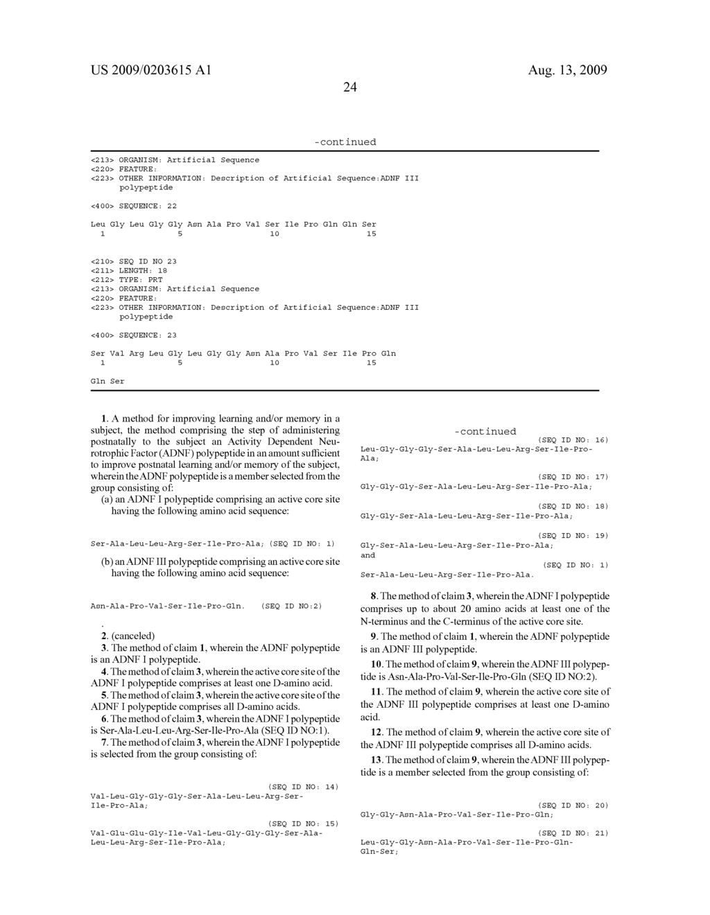 USE OF ACTIVITY DEPENDENT NEUROTROPHIC FACTOR FOR ENHANCING LEARNING AND MEMORY: PRE-AND POST-NATAL ADMINISTRATION - diagram, schematic, and image 44