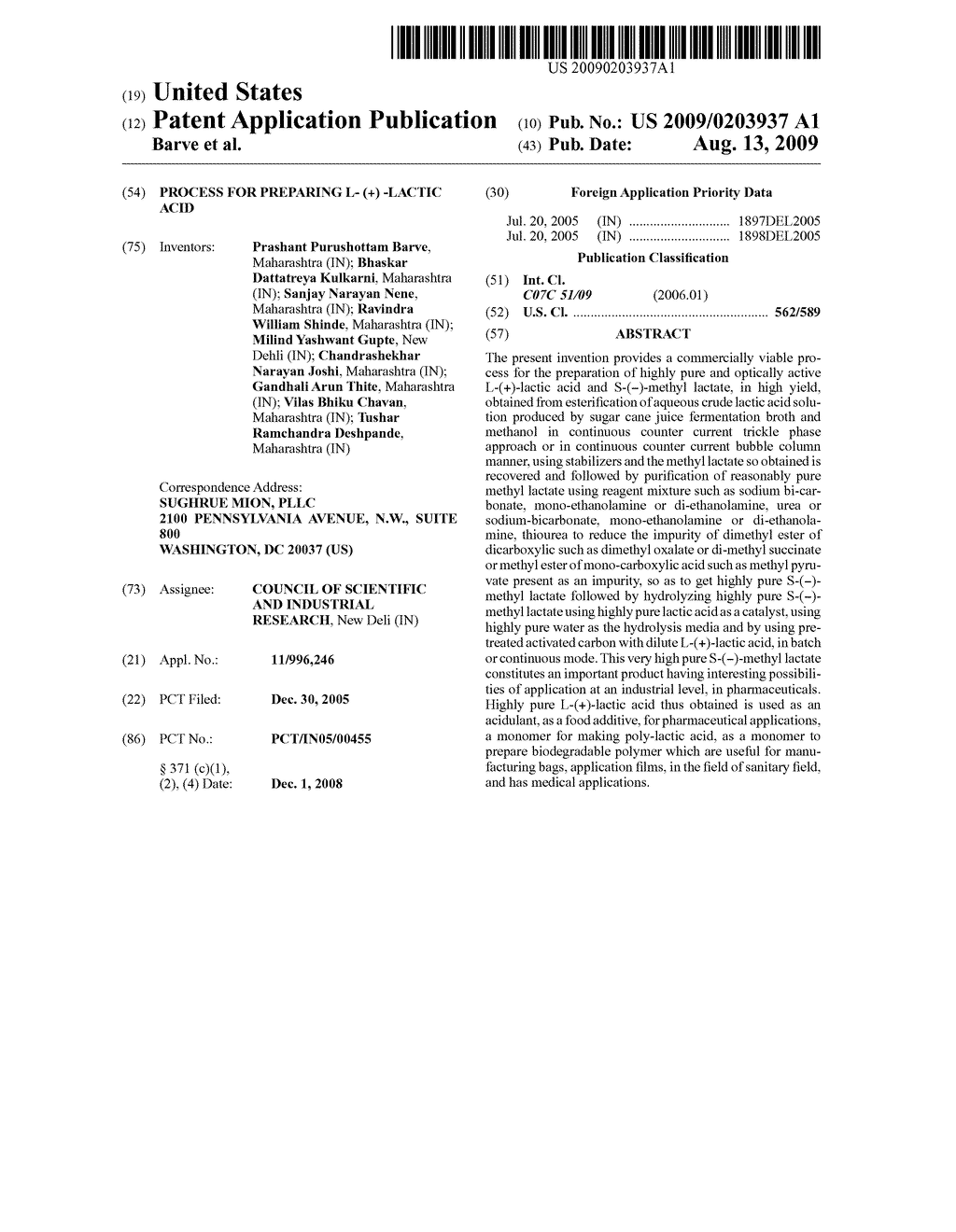 PROCESS FOR PREPARING L- (+) -LACTIC ACID - diagram, schematic, and image 01