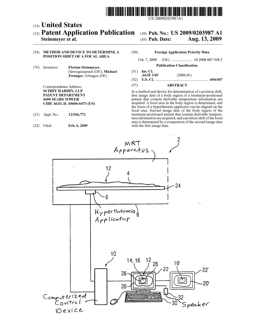 METHOD AND DEVICE TO DETERMINE A POSITION SHIFT OF A FOCAL AREA - diagram, schematic, and image 01