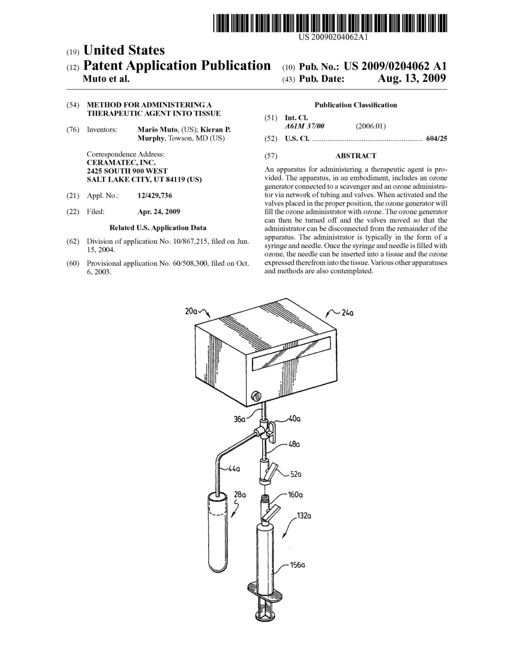 METHOD FOR ADMINISTERING A THERAPEUTIC AGENT INTO TISSUE - diagram, schematic, and image 01