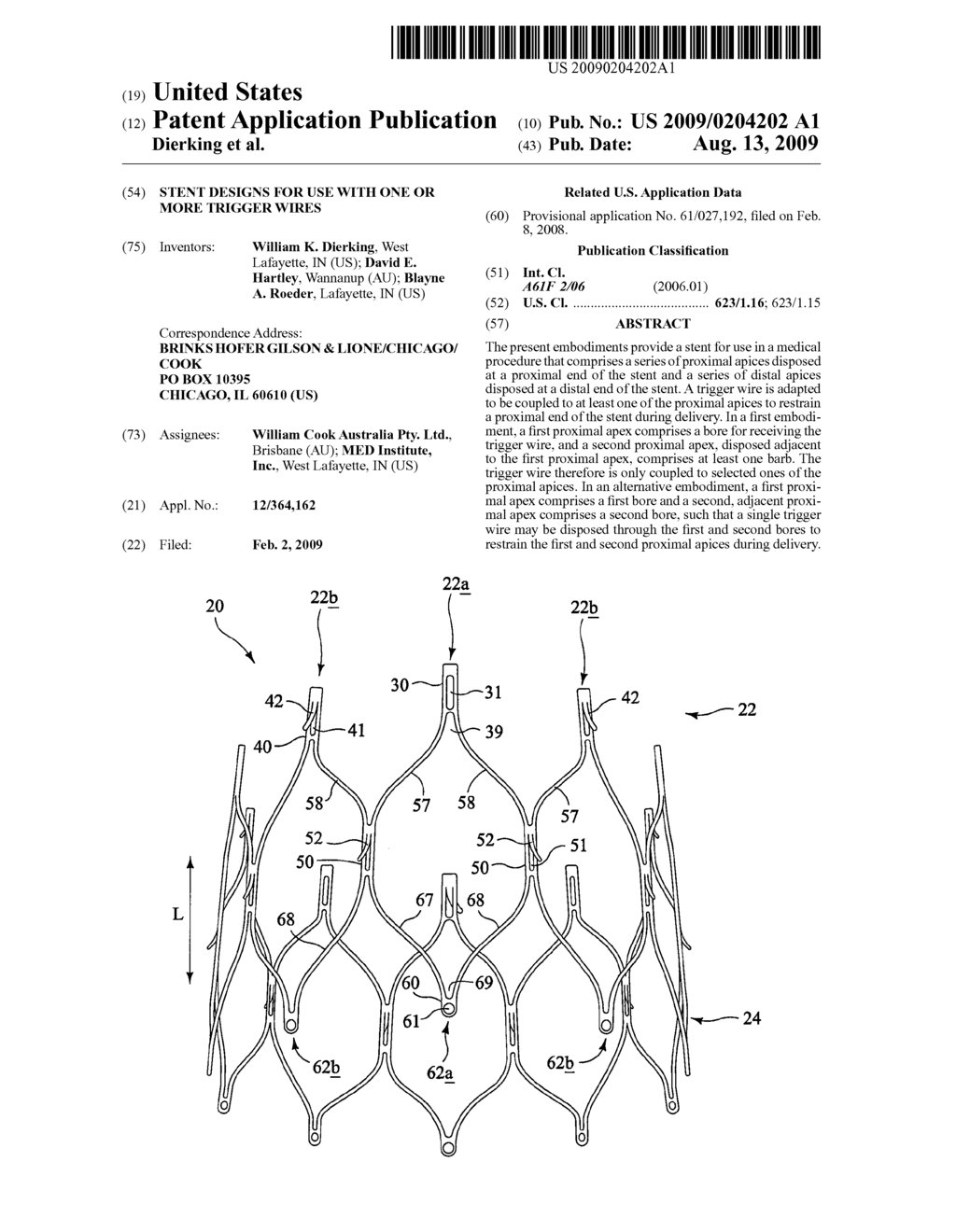 STENT DESIGNS FOR USE WITH ONE OR MORE TRIGGER WIRES - diagram, schematic, and image 01