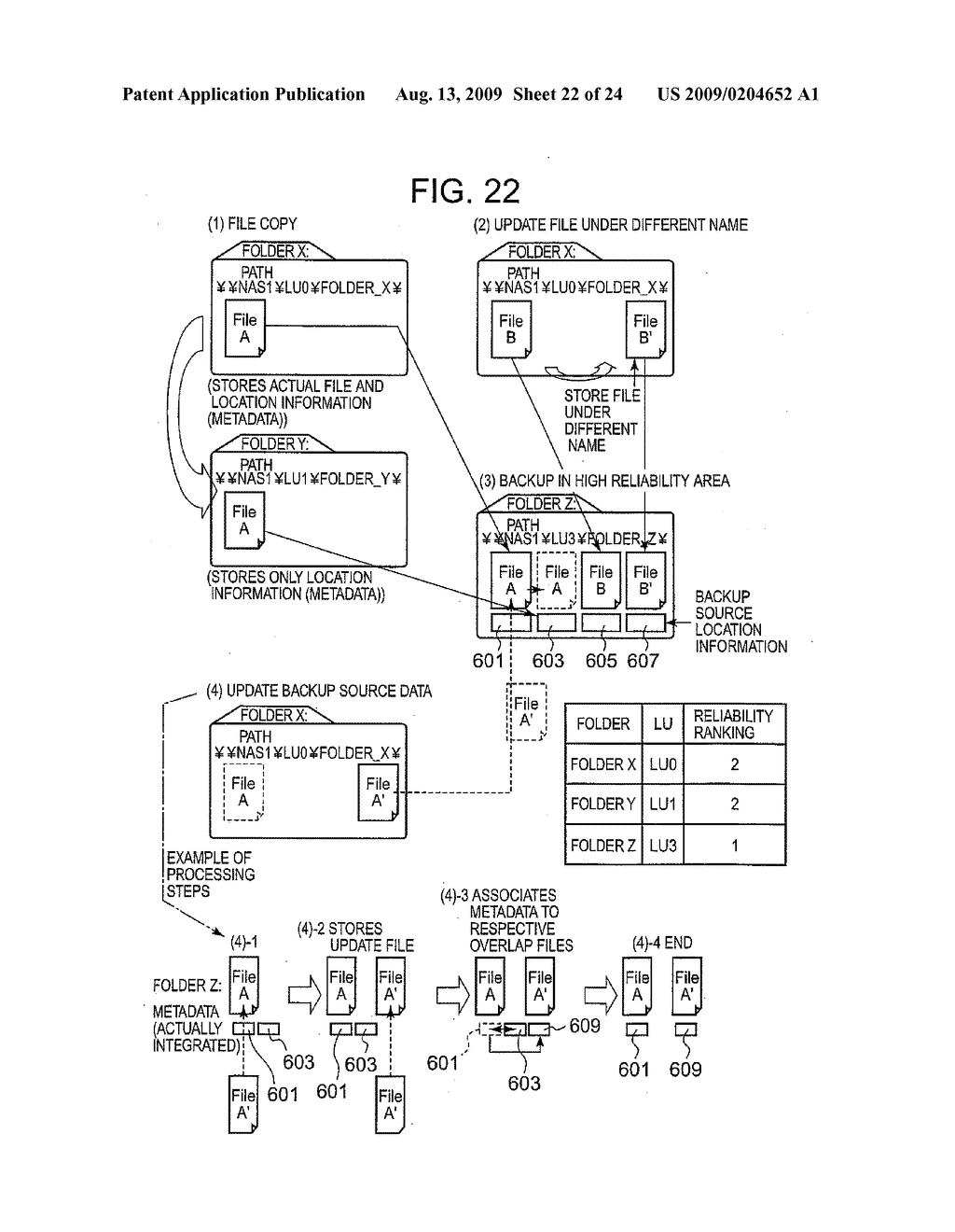 SYSTEM AND METHOD FOR CONTROLLING THE STORAGE OF REDUNDANT ELECTRONIC FILES TO INCREASE STORAGE RELIABILITY AND SPACE EFFICIENCY - diagram, schematic, and image 23