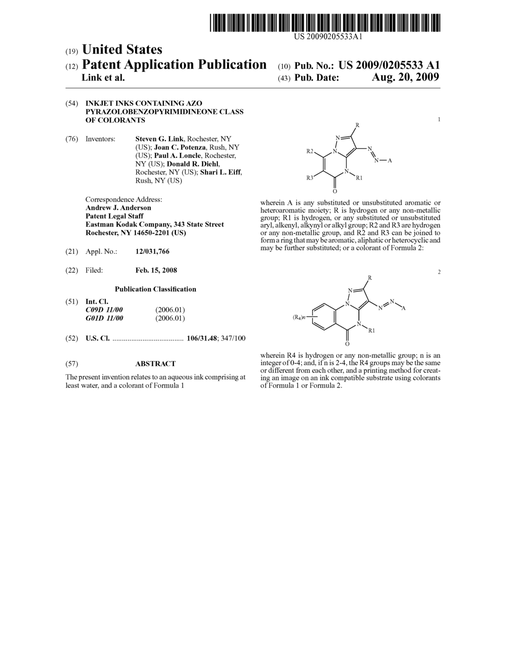 INKJET INKS CONTAINING AZO PYRAZOLOBENZOPYRIMIDINEONE CLASS OF COLORANTS - diagram, schematic, and image 01