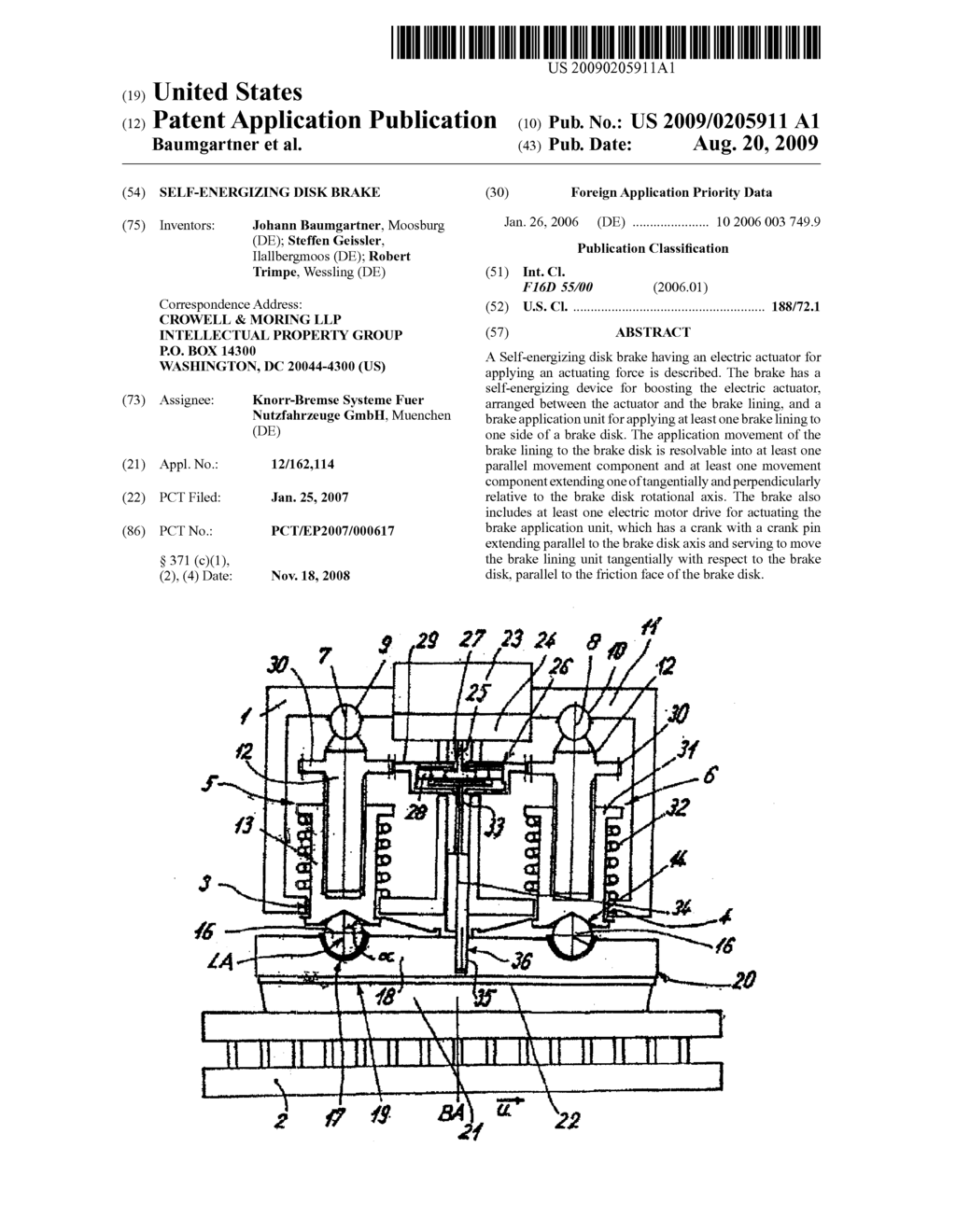 Self-Energizing Disk Brake - diagram, schematic, and image 01