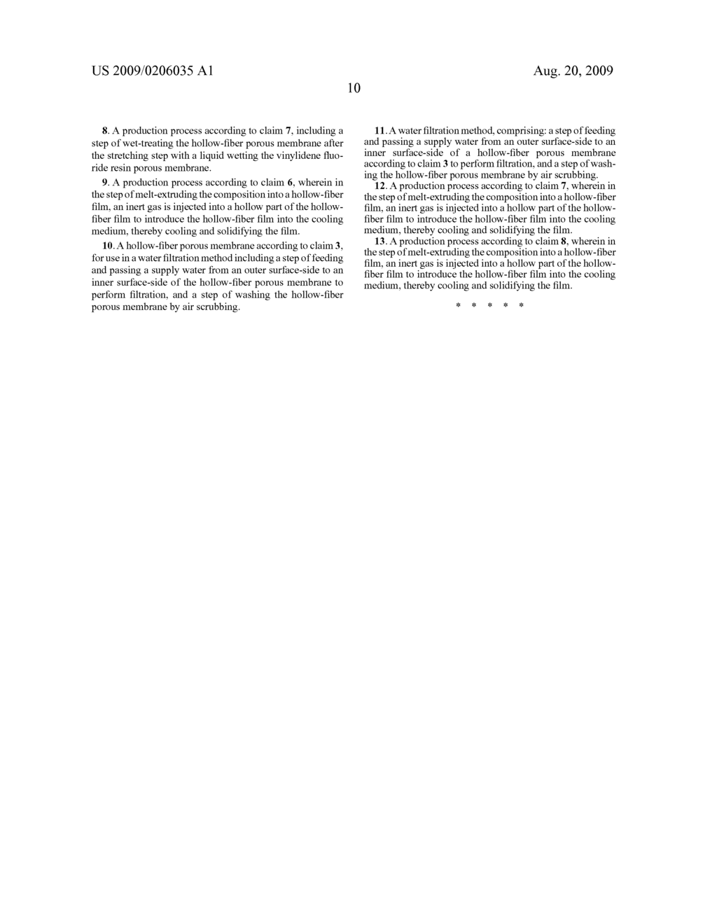 Vinylidene Fluoride Resin Hollow Filament Porous Membrane, Water Filtration Method Using the Same, and Process for Producing Said Vinylidene Fluoride Resin Hollow Filament Porous Membrane - diagram, schematic, and image 12