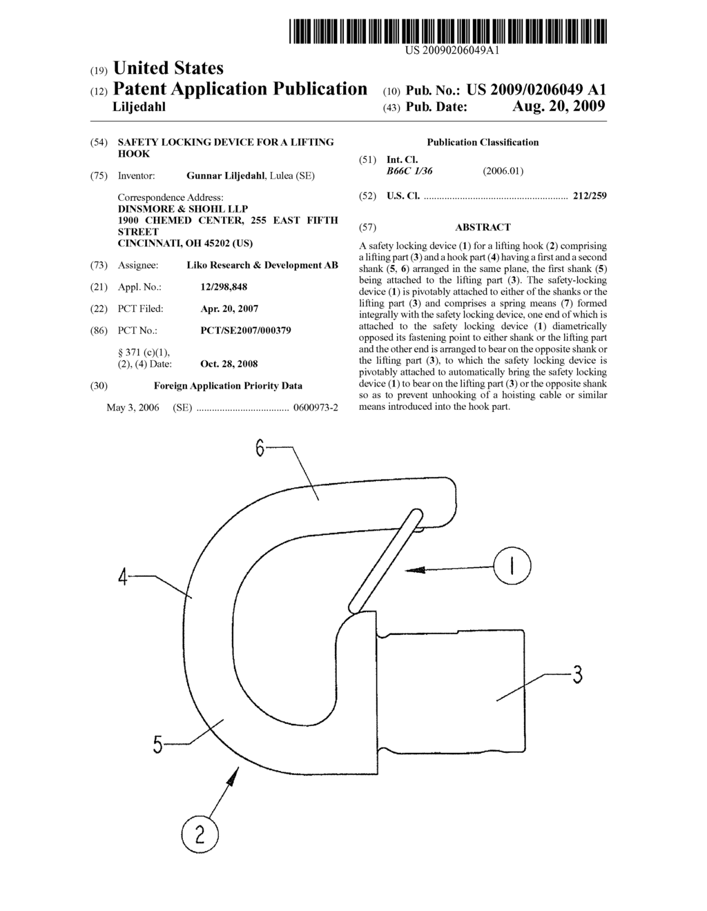 SAFETY LOCKING DEVICE FOR A LIFTING HOOK - diagram, schematic, and image 01