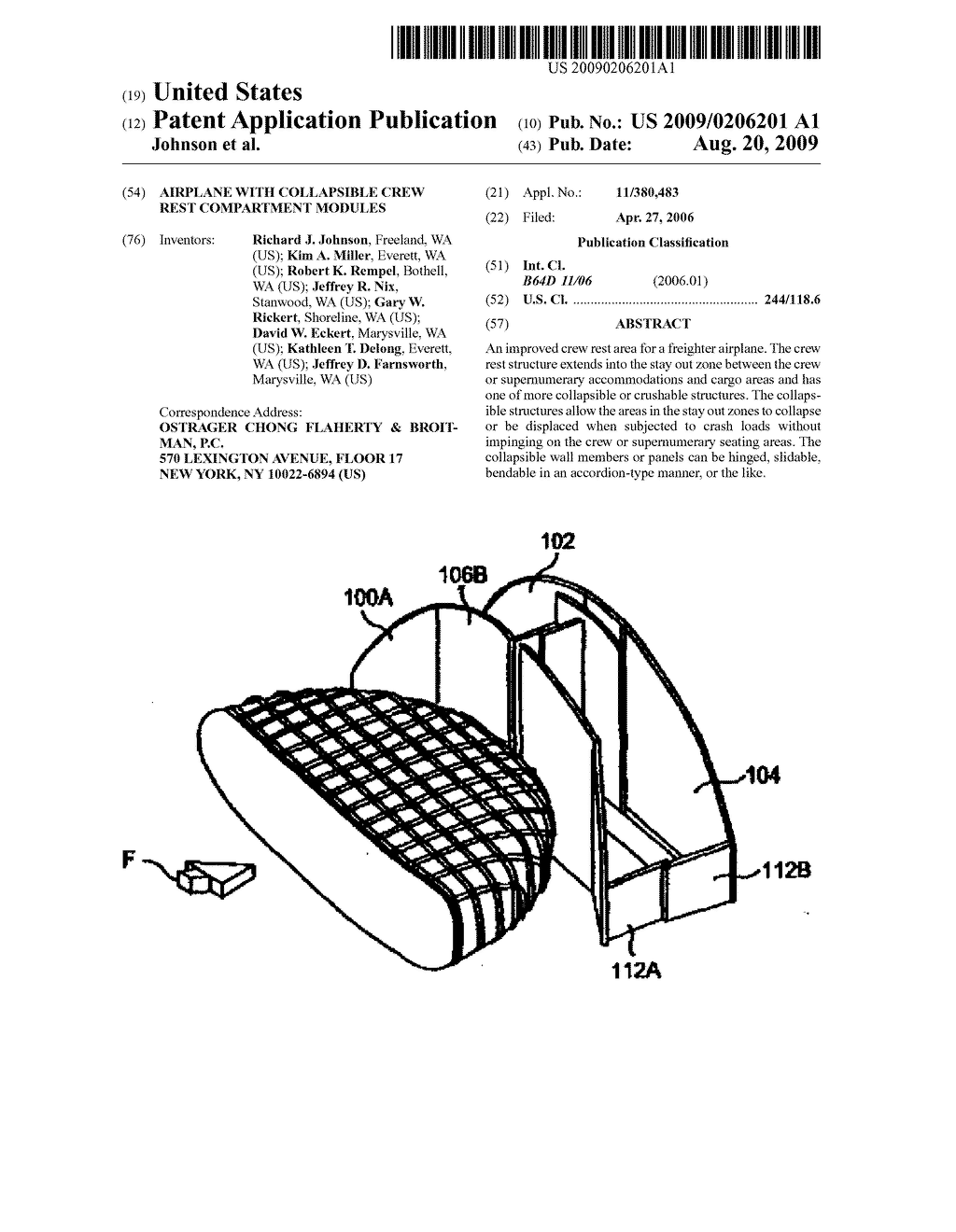 AIRPLANE WITH COLLAPSIBLE CREW REST COMPARTMENT MODULES - diagram, schematic, and image 01