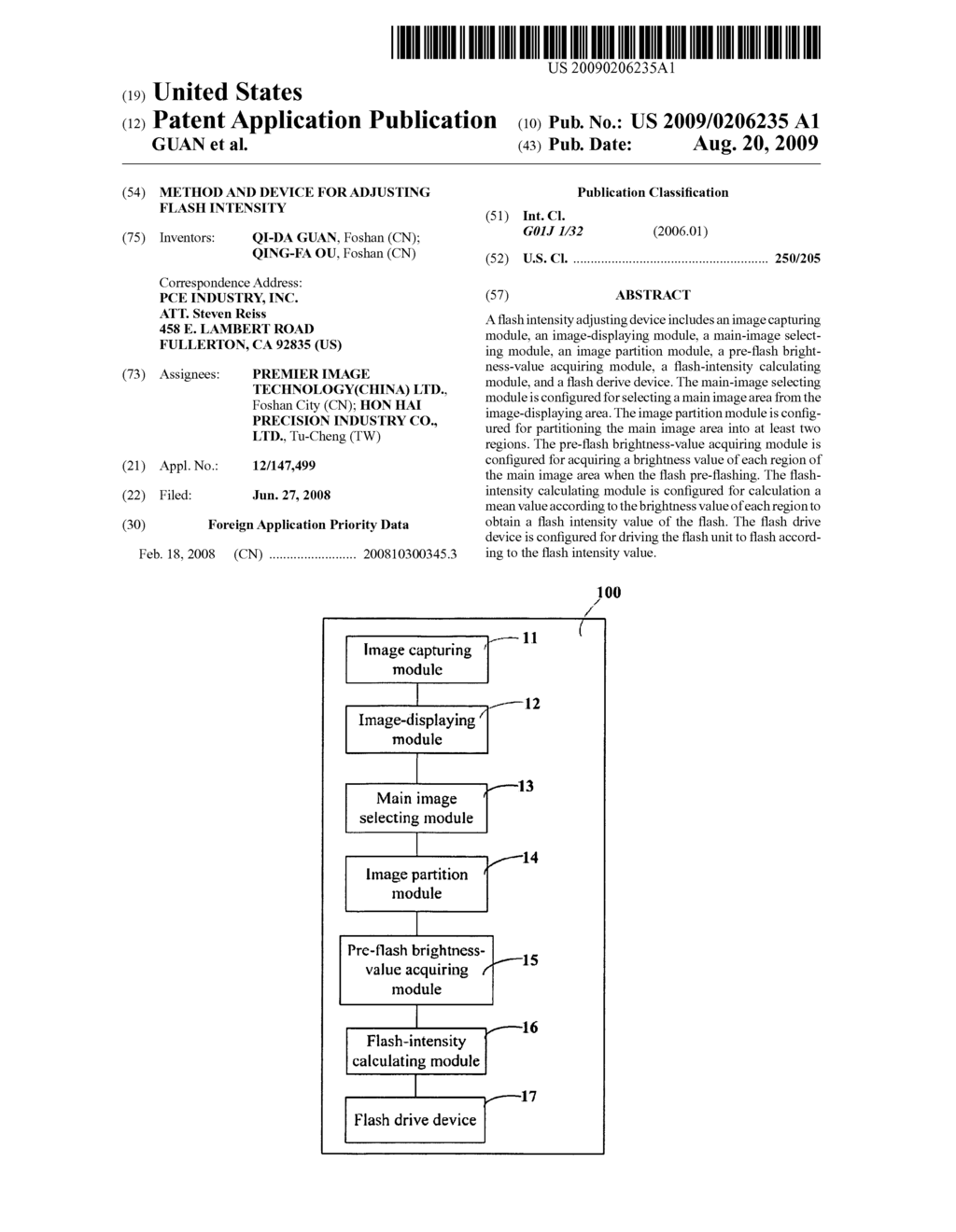 METHOD AND DEVICE FOR ADJUSTING FLASH INTENSITY - diagram, schematic, and image 01