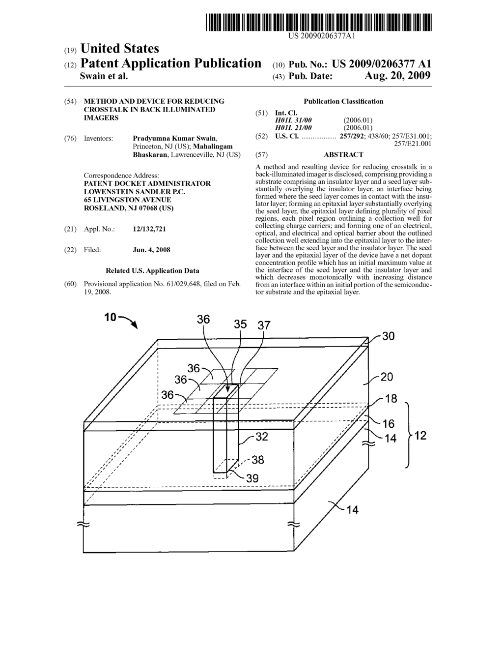 METHOD AND DEVICE FOR REDUCING CROSSTALK IN BACK ILLUMINATED IMAGERS - diagram, schematic, and image 01