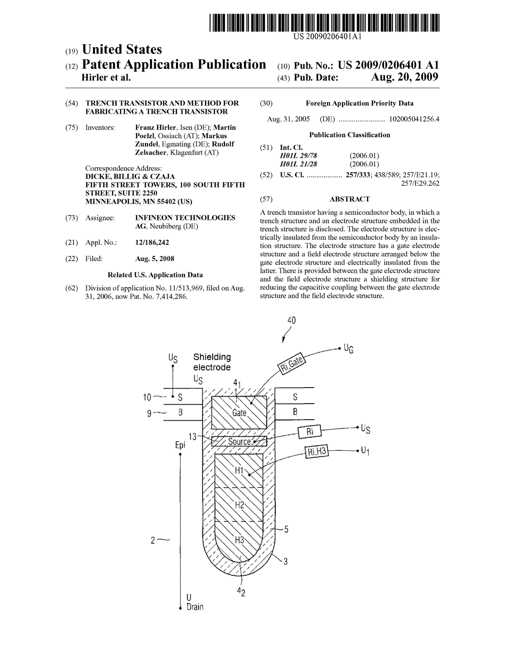 TRENCH TRANSISTOR AND METHOD FOR FABRICATING A TRENCH TRANSISTOR - diagram, schematic, and image 01