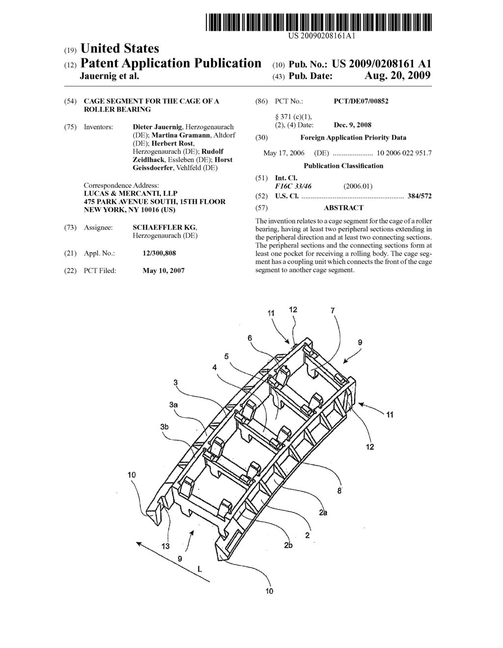 CAGE SEGMENT FOR THE CAGE OF A ROLLER BEARING - diagram, schematic, and image 01