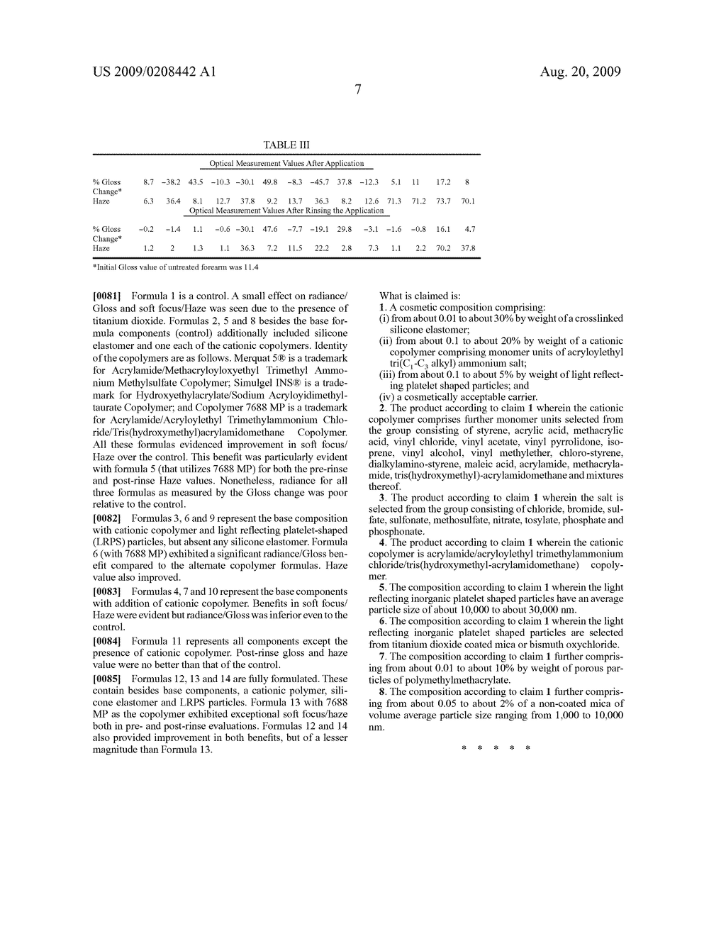 CATIONIC COPOLYMERS FORMULATED WITH PIGMENTED COSMETIC COMPOSITIONS EXHIBITING RADIANCE WITH SOFT FOCUS - diagram, schematic, and image 08