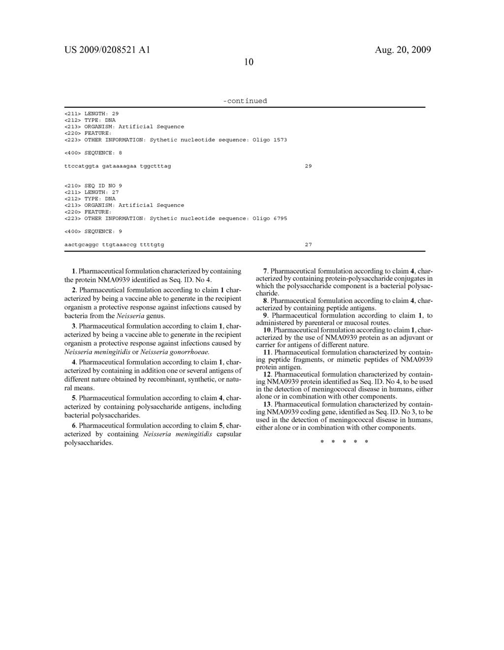 PHARMACEUTICAL COMPOSITIONS CONTAINING PROTEIN NMA0939 - diagram, schematic, and image 19