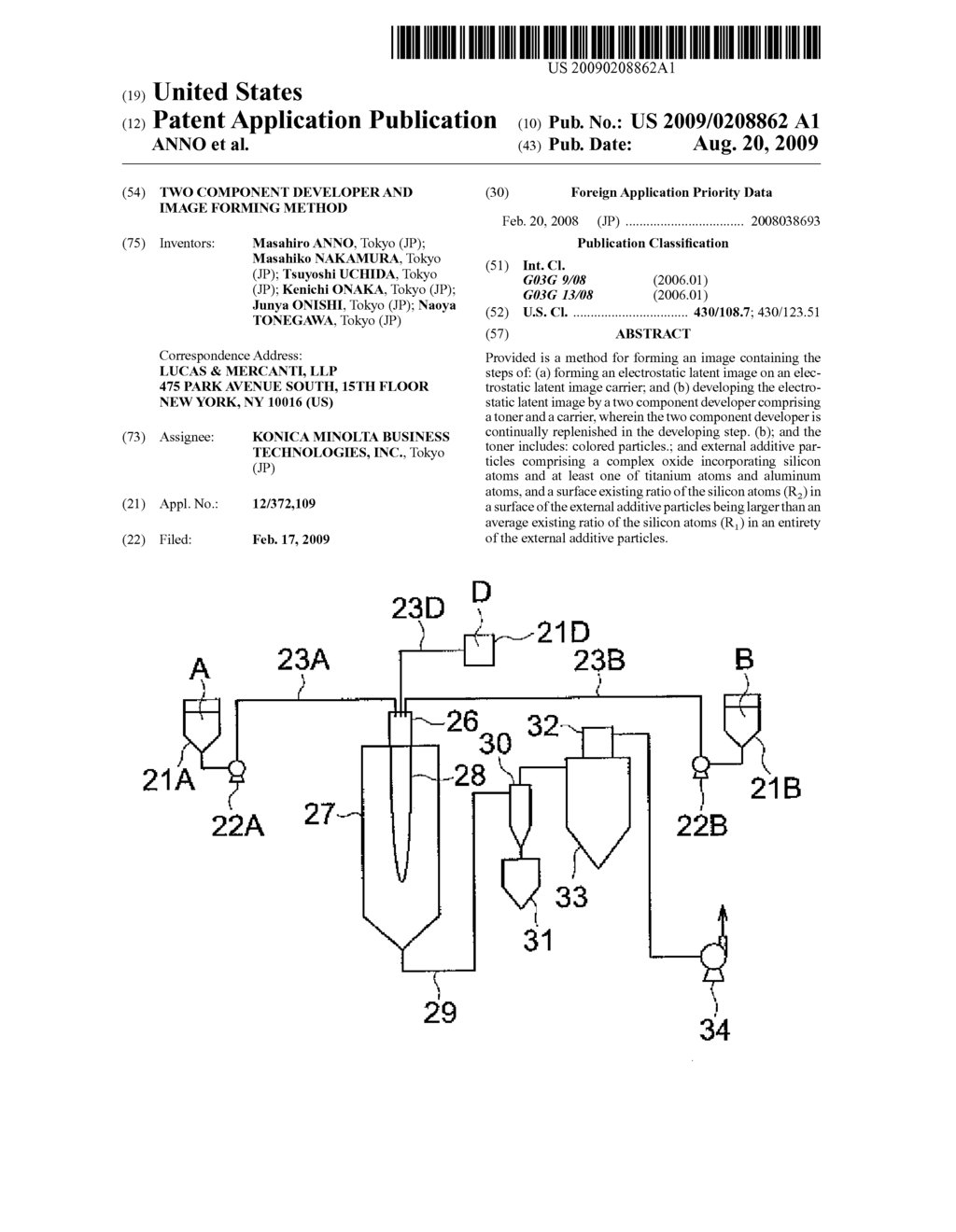 TWO COMPONENT DEVELOPER AND IMAGE FORMING METHOD - diagram, schematic, and image 01