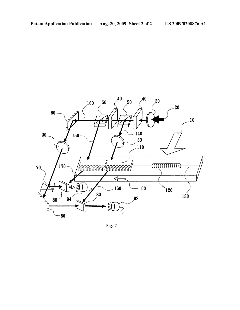 Long-length fiber Bragg creating sequential UV writing by probing phase mask - diagram, schematic, and image 03