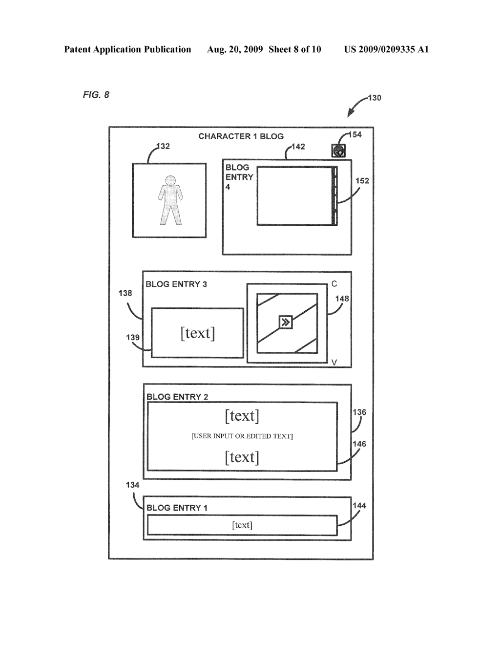 SYSTEM AND METHOD OF AUTOMATIC ENTRY CREATION FOR BLOGS, WEB PAGES OR FILE-SHARING SITES BASED ON GAME EVENTS - diagram, schematic, and image 09