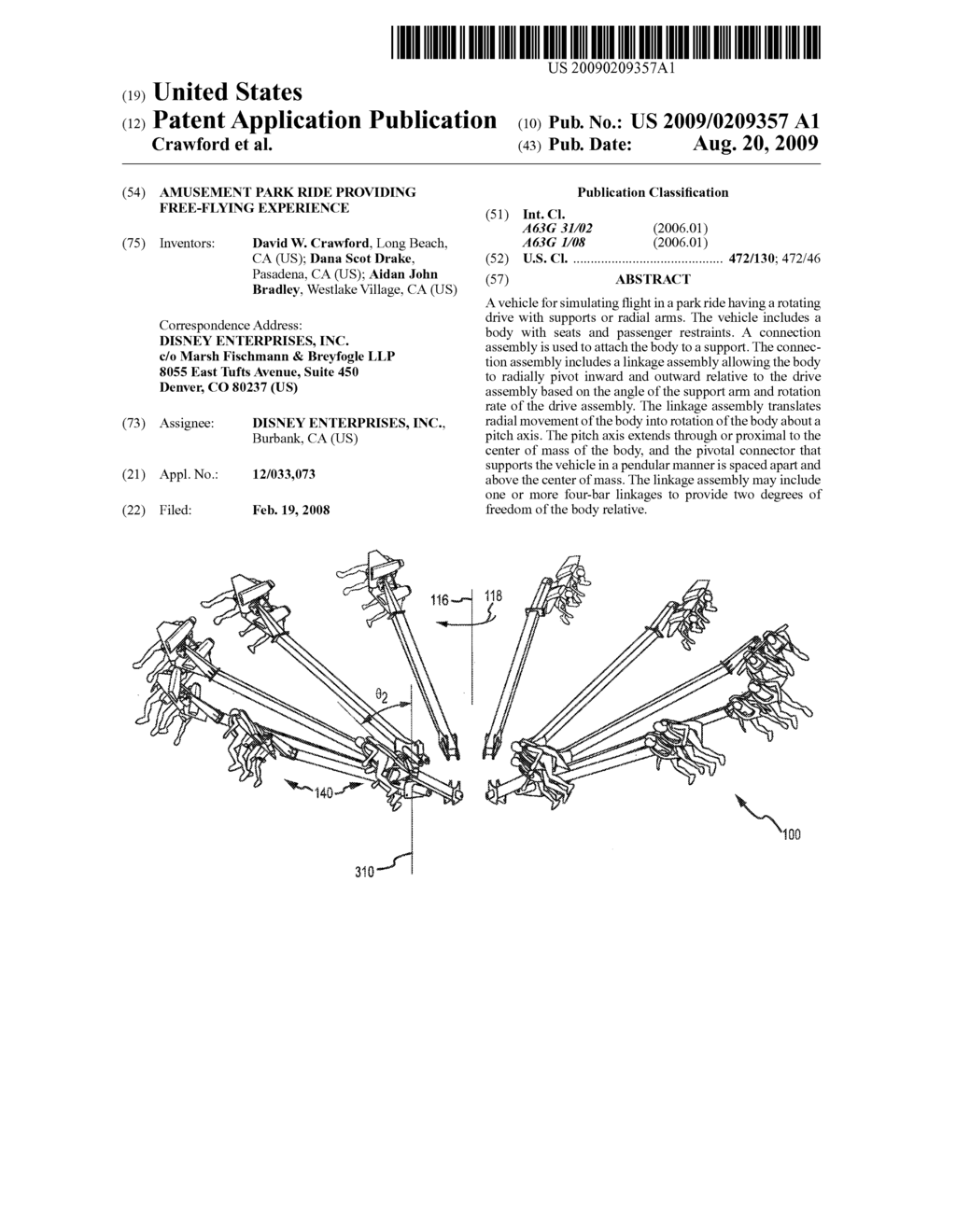 AMUSEMENT PARK RIDE PROVIDING FREE-FLYING EXPERIENCE - diagram, schematic, and image 01