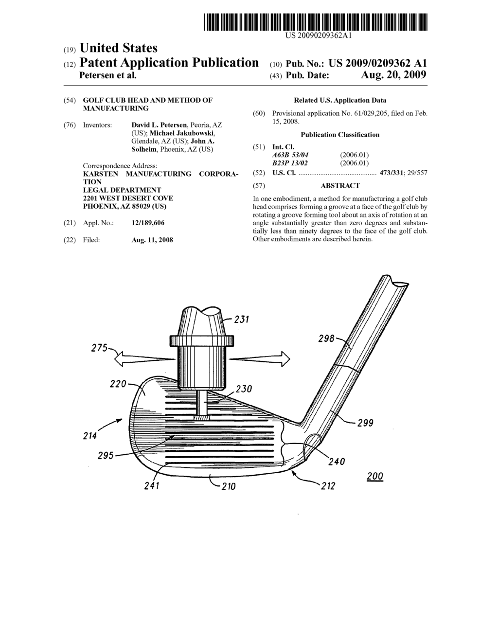 Golf Club Head And Method Of Manufacturing - diagram, schematic, and image 01