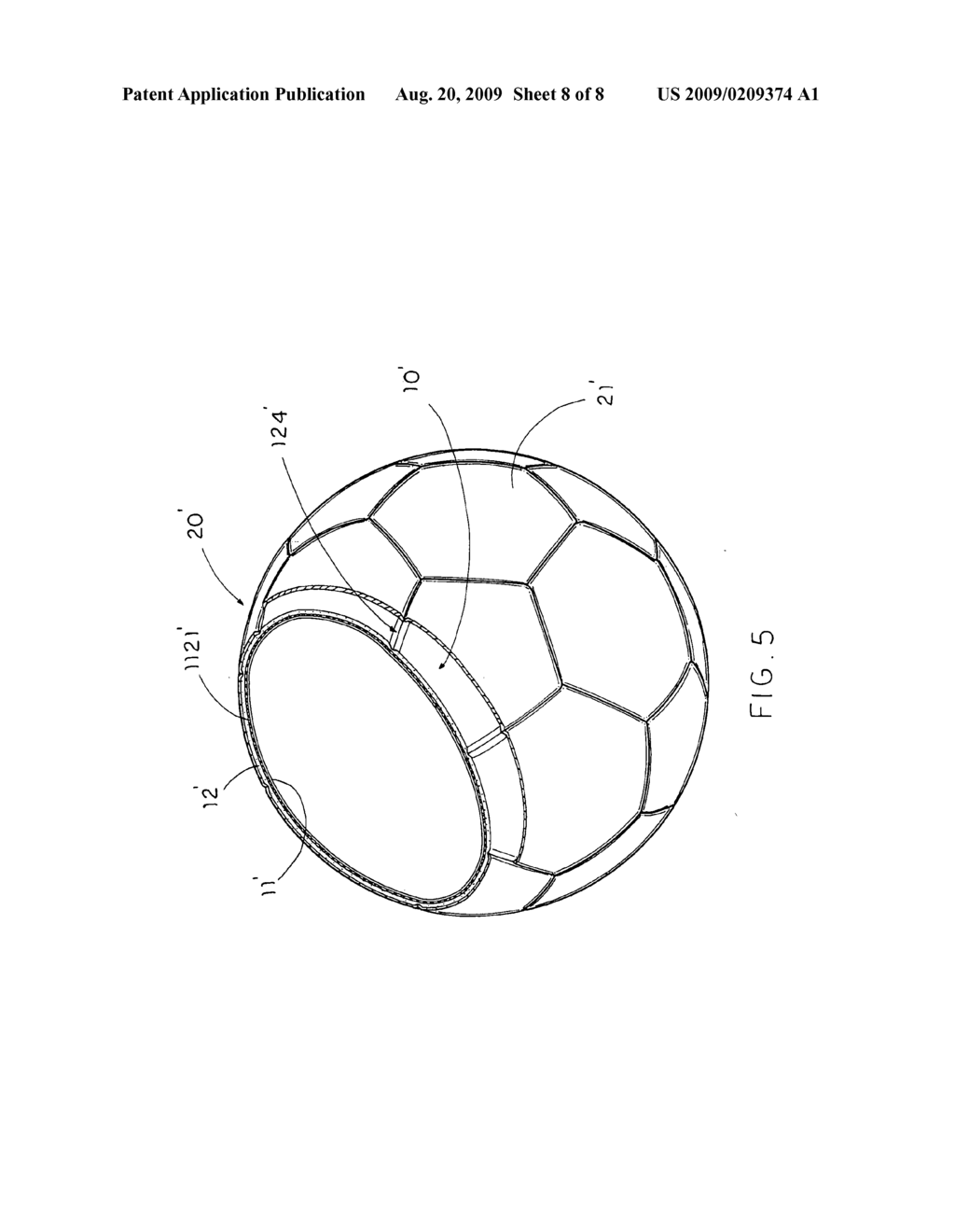 Sportsball with integral ball casing and bladder body - diagram, schematic, and image 09