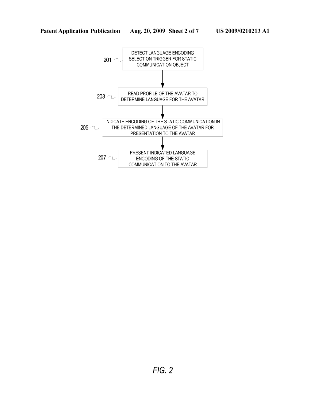 SELECTING A LANGUAGE ENCODING OF A STATIC COMMUNICATION IN A VIRTUAL UNIVERSE - diagram, schematic, and image 03