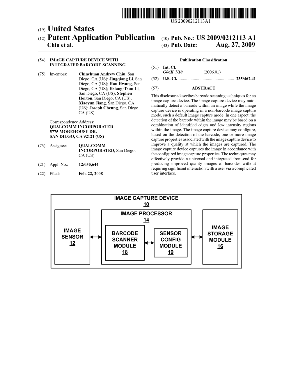 IMAGE CAPTURE DEVICE WITH INTEGRATED BARCODE SCANNING - diagram, schematic, and image 01