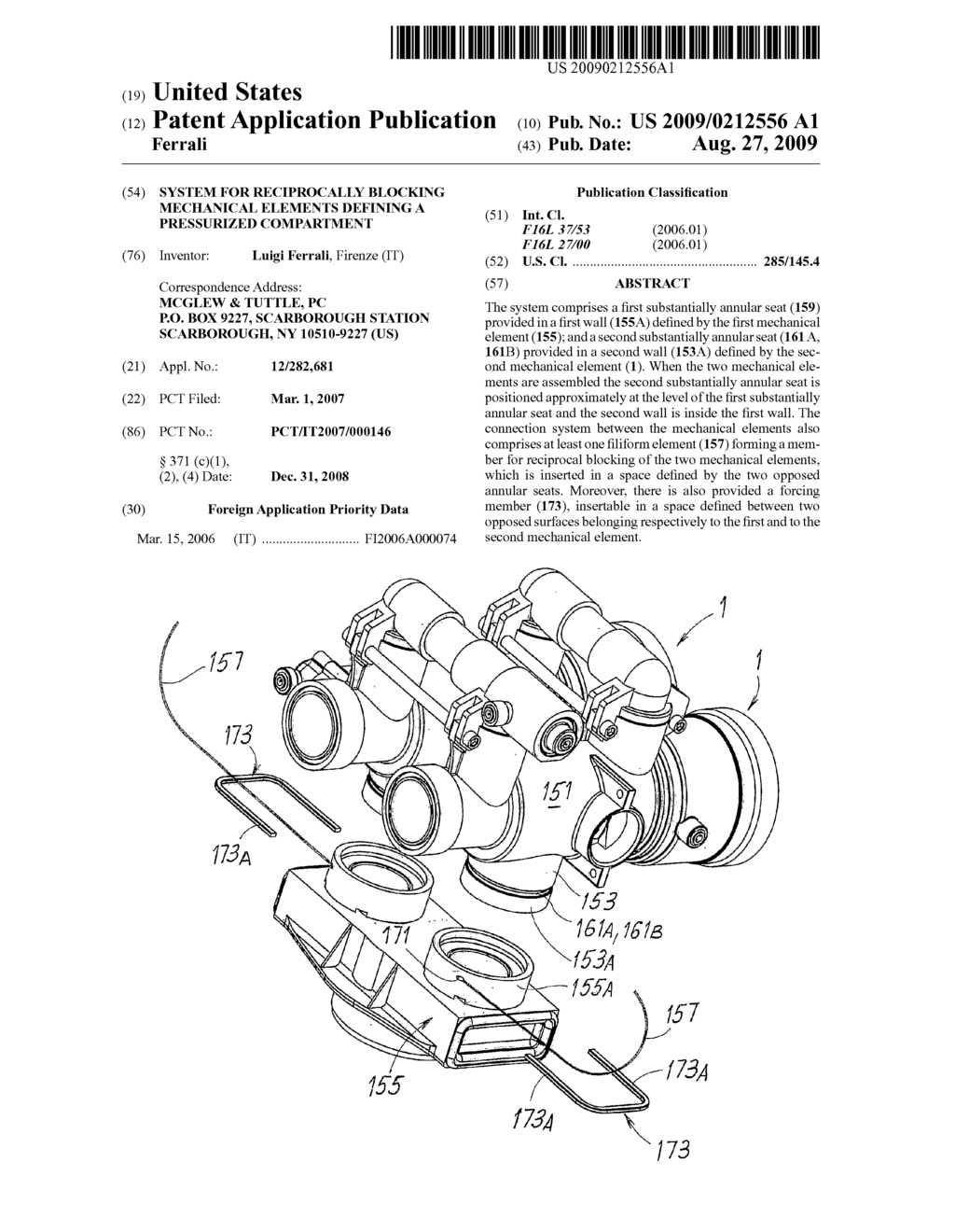  SYSTEM FOR RECIPROCALLY BLOCKING MECHANICAL ELEMENTS DEFINING A PRESSURIZED COMPARTMENT - diagram, schematic, and image 01