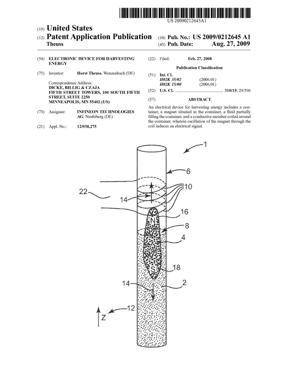 ELECTRONIC DEVICE FOR HARVESTING ENERGY - diagram, schematic, and image 01