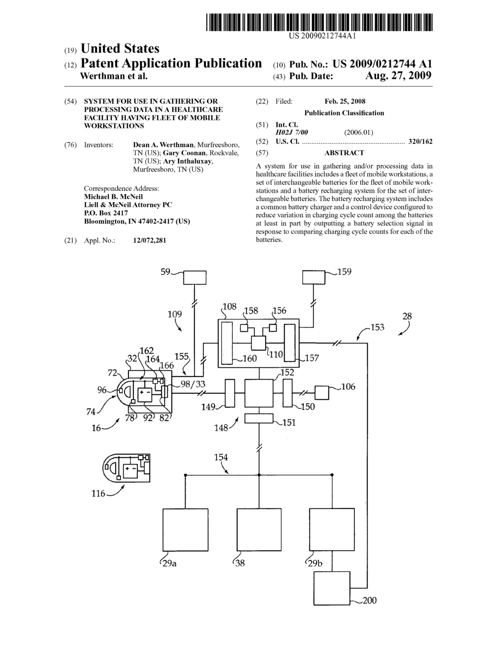 System for use in gathering or processing data in a healthcare facility having fleet of mobile workstations - diagram, schematic, and image 01