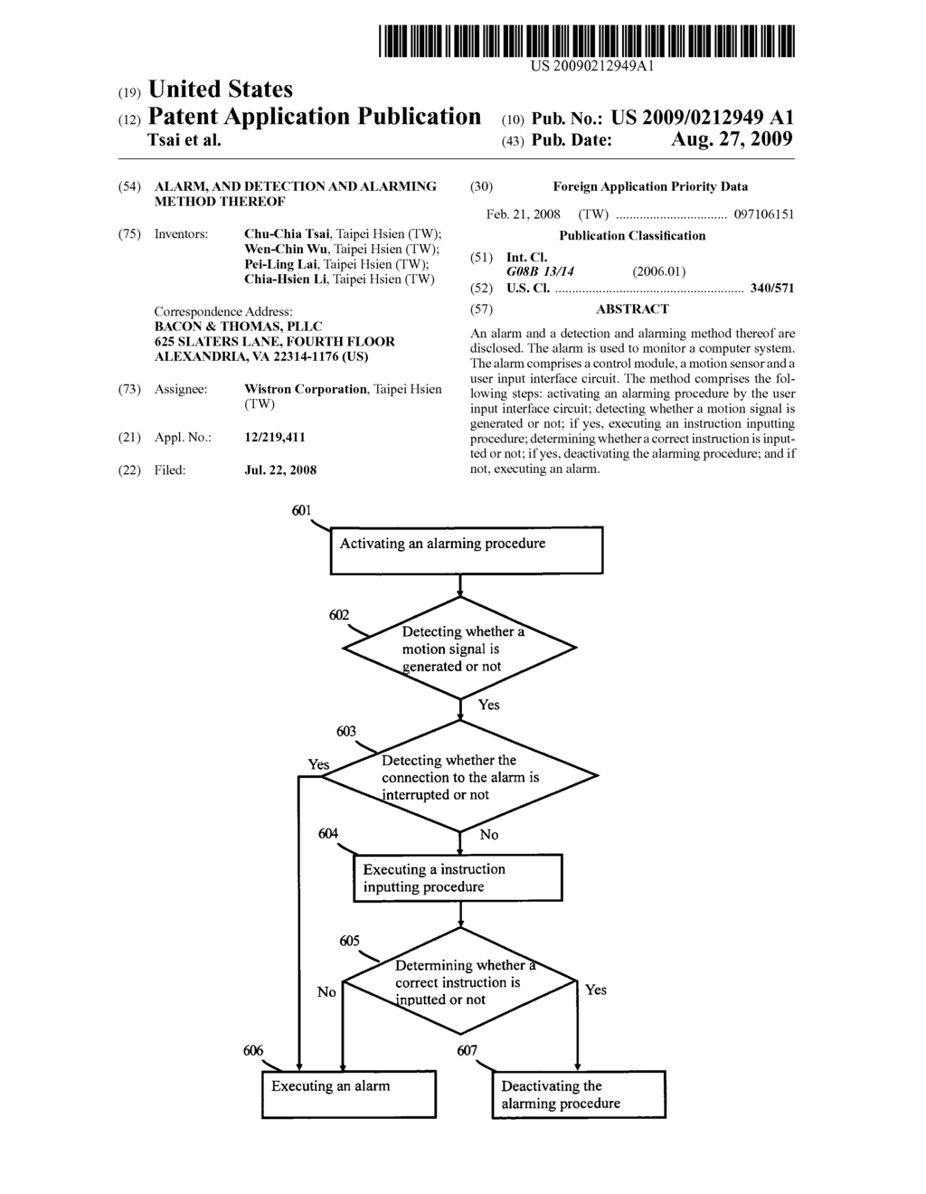 Alarm, and detection and alarming method thereof - diagram, schematic, and image 01