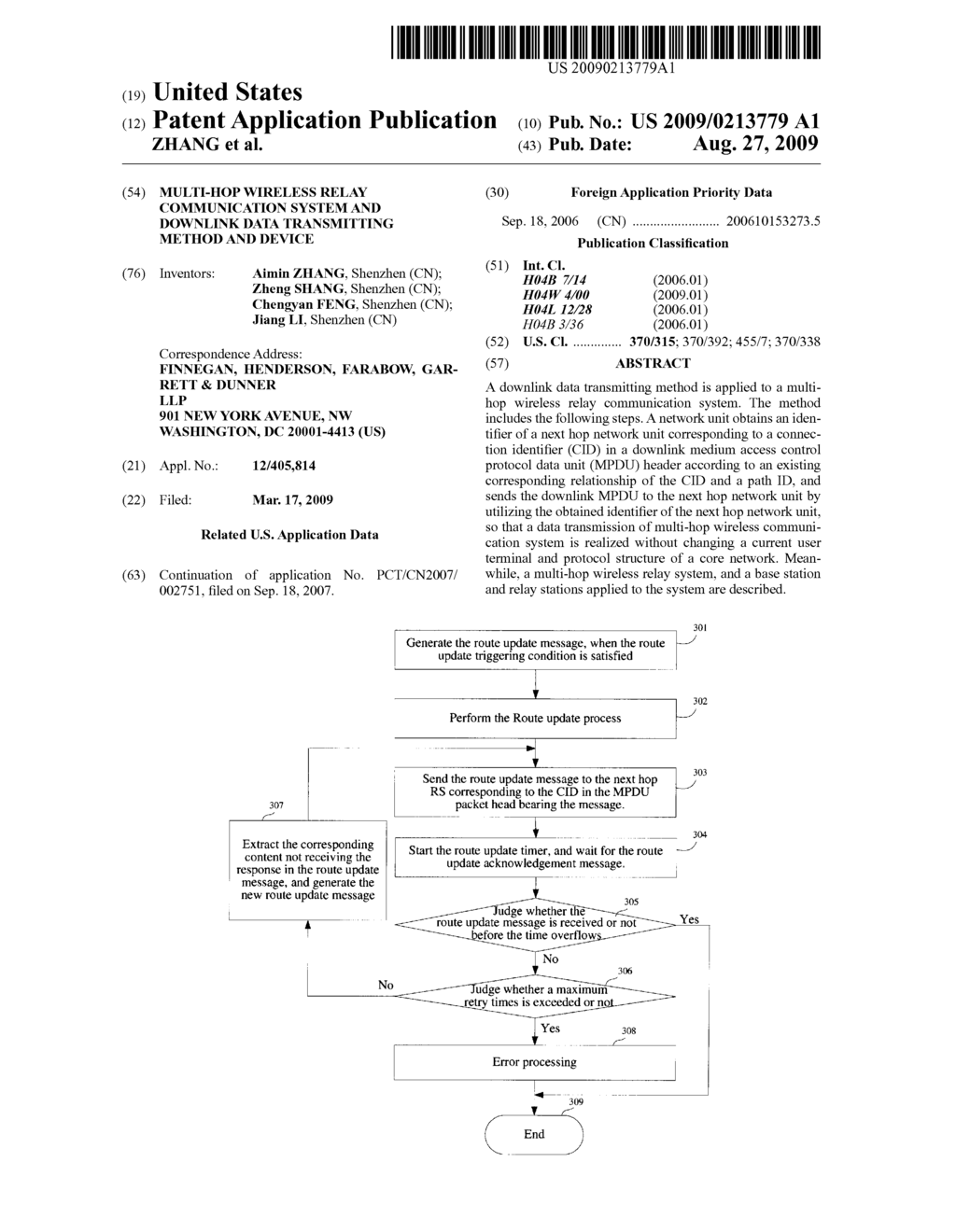 MULTI-HOP WIRELESS RELAY COMMUNICATION SYSTEM AND DOWNLINK DATA TRANSMITTING METHOD AND DEVICE - diagram, schematic, and image 01