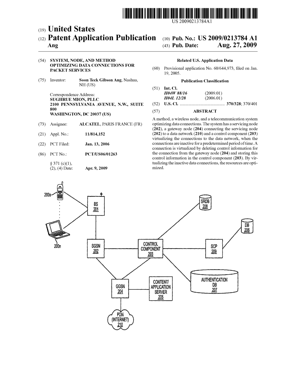 SYSTEM, NODE, AND METHOD OPTIMIZING DATA CONNECTIONS FOR PACKET SERVICES - diagram, schematic, and image 01