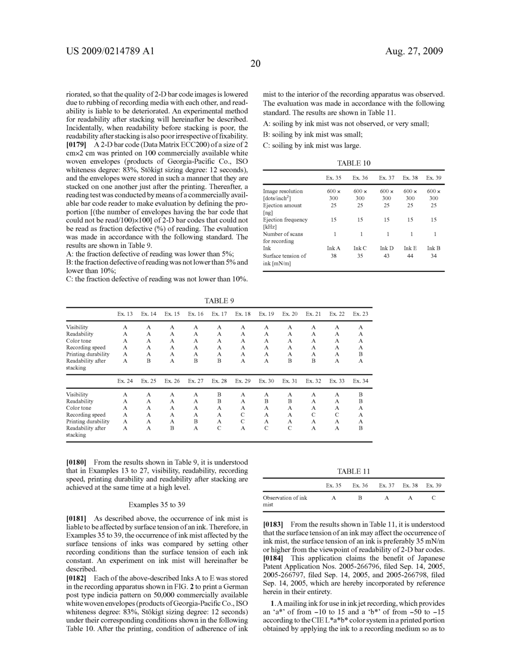 MAILING INK, AND INK TANK FOR MAILING, INK JET RECORDING METHOD FOR MAILING AND INK JET RECORDING APPARATUS FOR MAILING USING THE SAME - diagram, schematic, and image 30