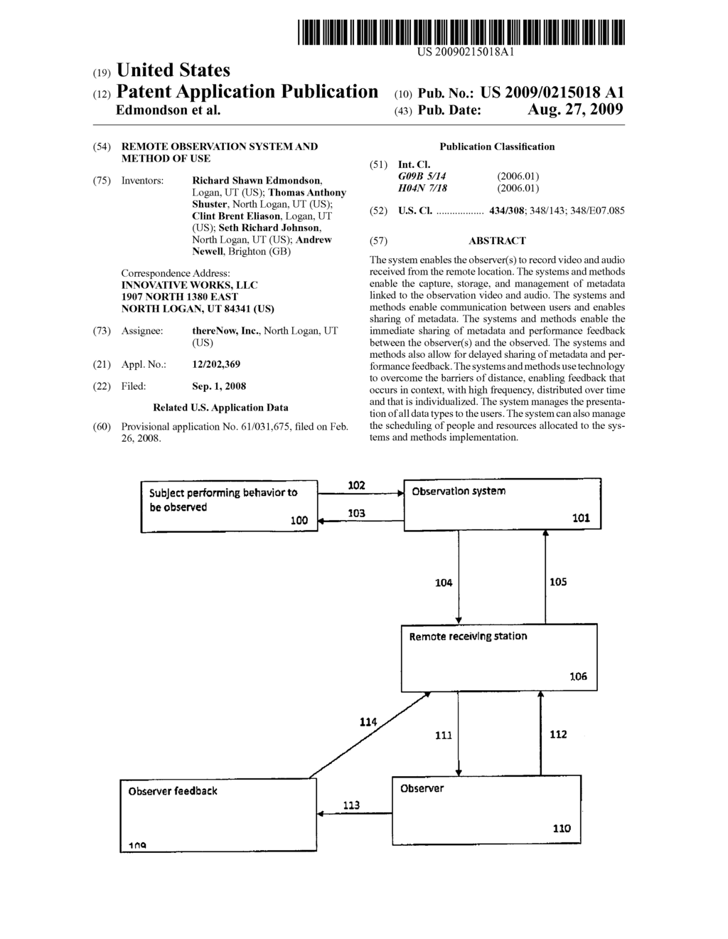 Remote Observation System and Method of Use - diagram, schematic, and image 01