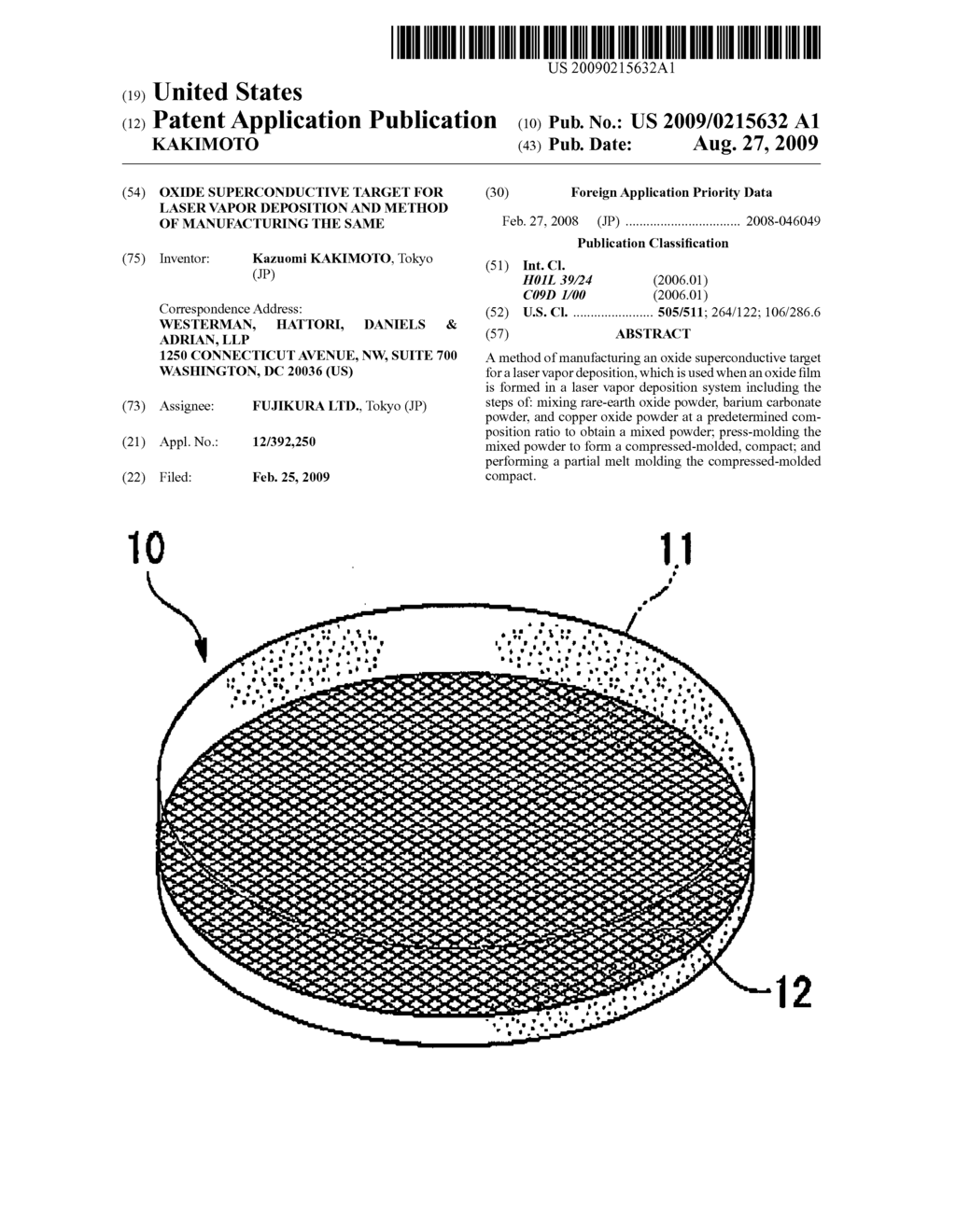 OXIDE SUPERCONDUCTIVE TARGET FOR LASER VAPOR DEPOSITION AND METHOD OF MANUFACTURING THE SAME - diagram, schematic, and image 01