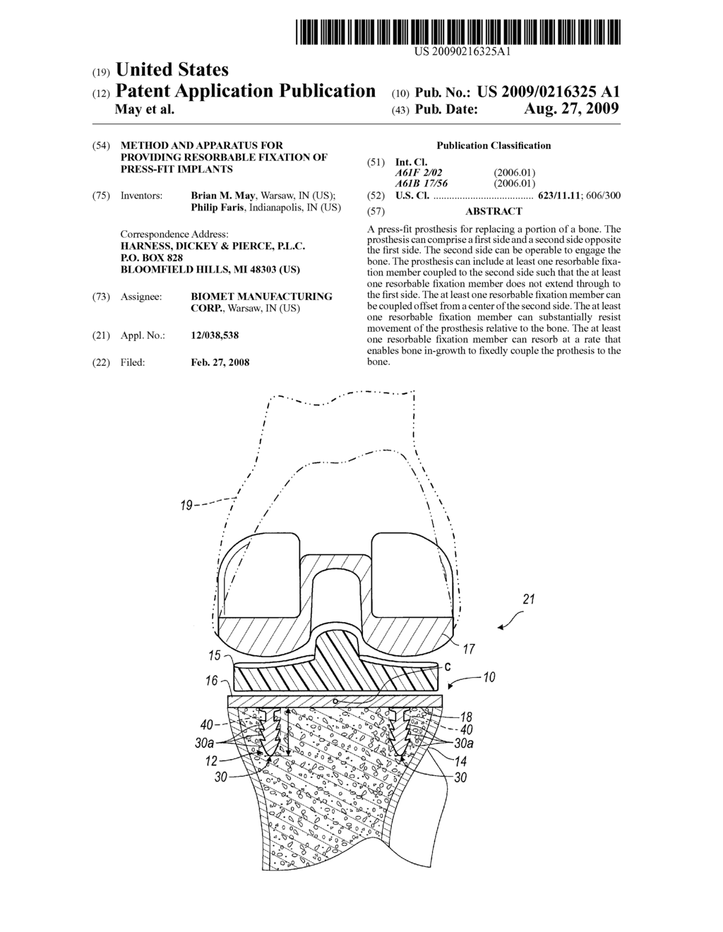 Method And Apparatus For Providing Resorbable Fixation Of Press-Fit Implants - diagram, schematic, and image 01