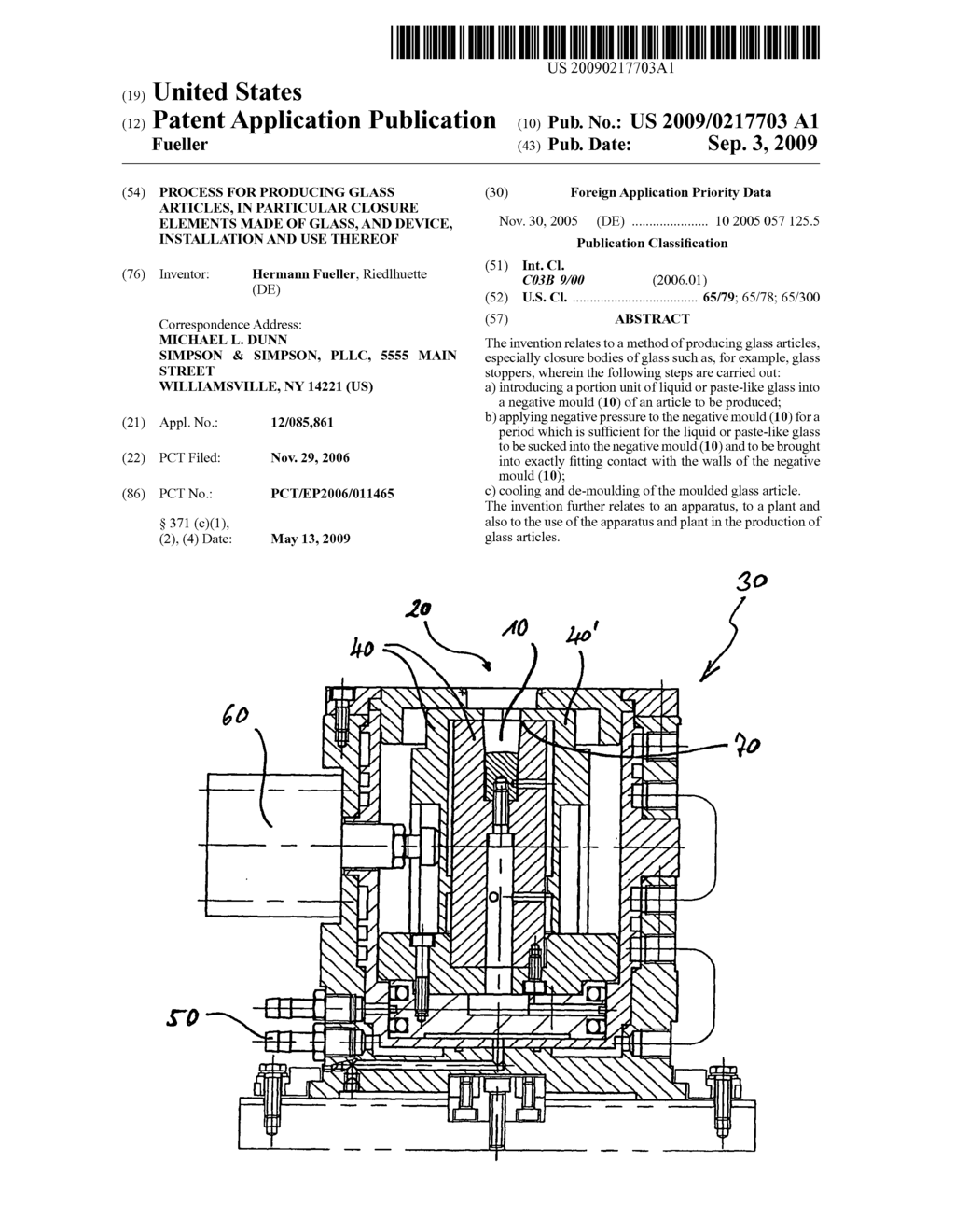 Process for Producing Glass Articles, in Particular Closure Elements Made of Glass, and Device, Installation and Use Thereof - diagram, schematic, and image 01