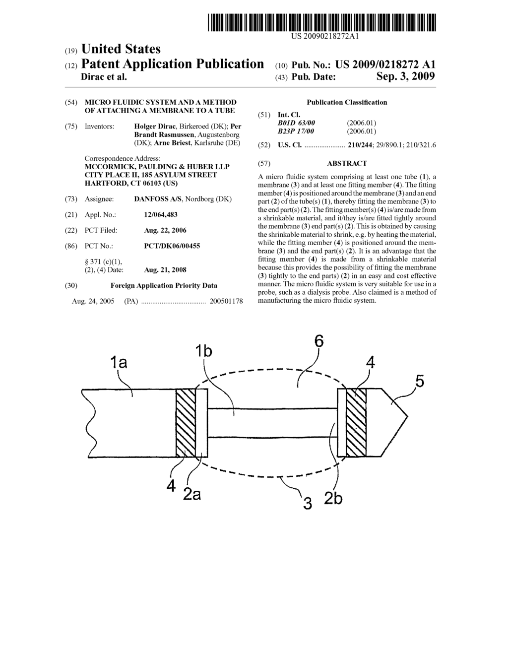  MICRO FLUIDIC SYSTEM AND A METHOD OF ATTACHING A MEMBRANE TO A TUBE - diagram, schematic, and image 01