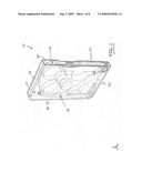 Push-Release Locking Mechanism for a Package With a Pivoting Tray diagram and image