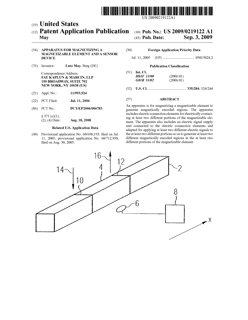 Apparatus for Magnetizing a Magnetizable Element and a Sensor Device - diagram, schematic, and image 01