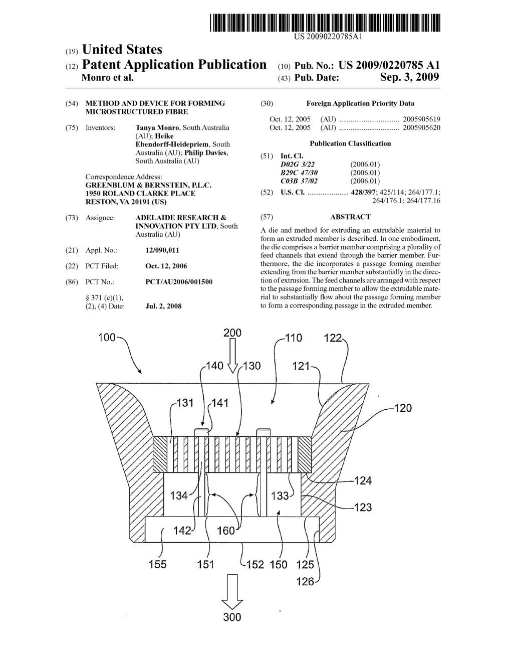 METHOD AND DEVICE FOR FORMING MICROSTRUCTURED FIBRE - diagram, schematic, and image 01