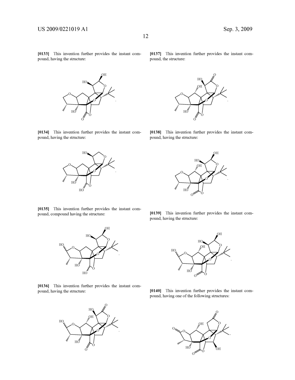 Core-Modified Terpene Trilactones From Ginkgo Biloba Extract and Biological Evaluation Thereof - diagram, schematic, and image 42