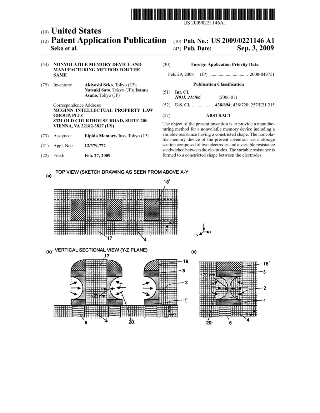 Nonvolatile memory device and manufacturing method for the same - diagram, schematic, and image 01