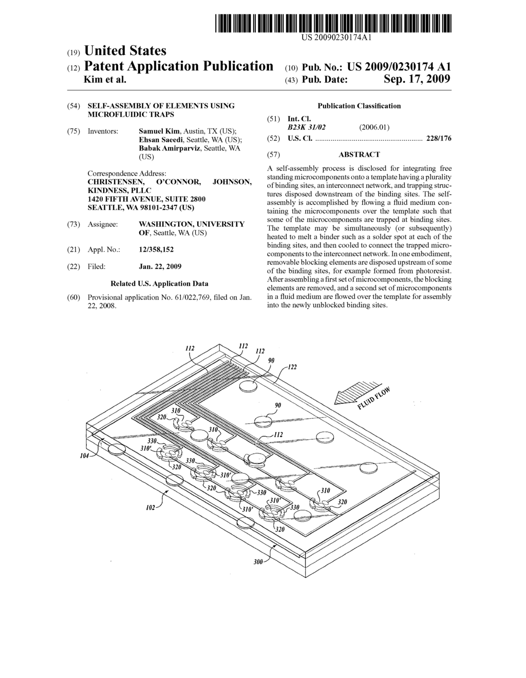 SELF-ASSEMBLY OF ELEMENTS USING MICROFLUIDIC TRAPS - diagram, schematic, and image 01