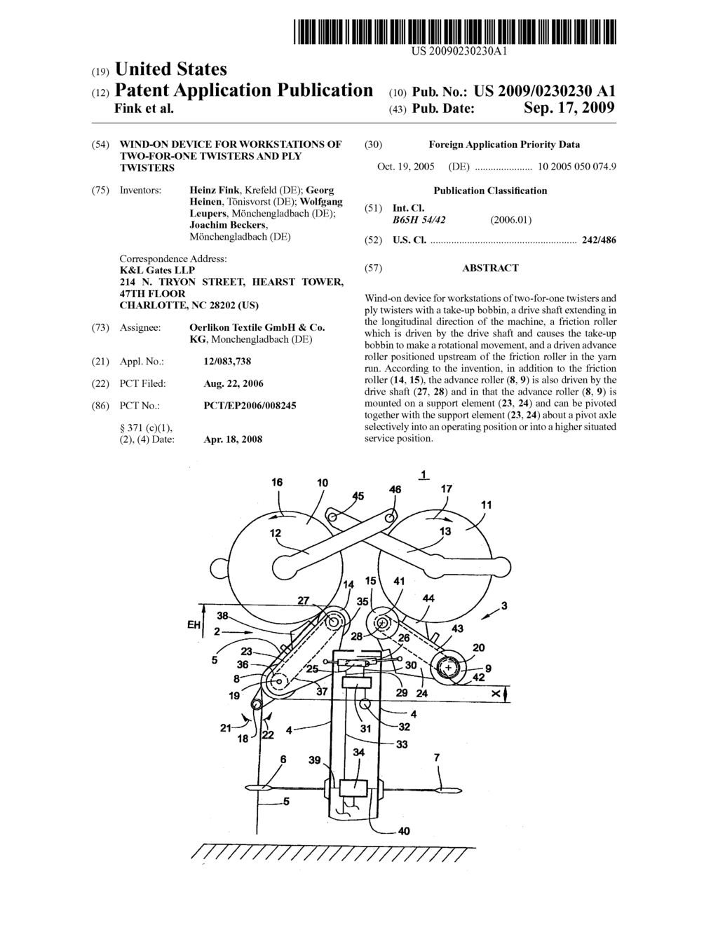 Wind-On Device for Workstations of Two-For-One Twisters and Ply Twisters - diagram, schematic, and image 01