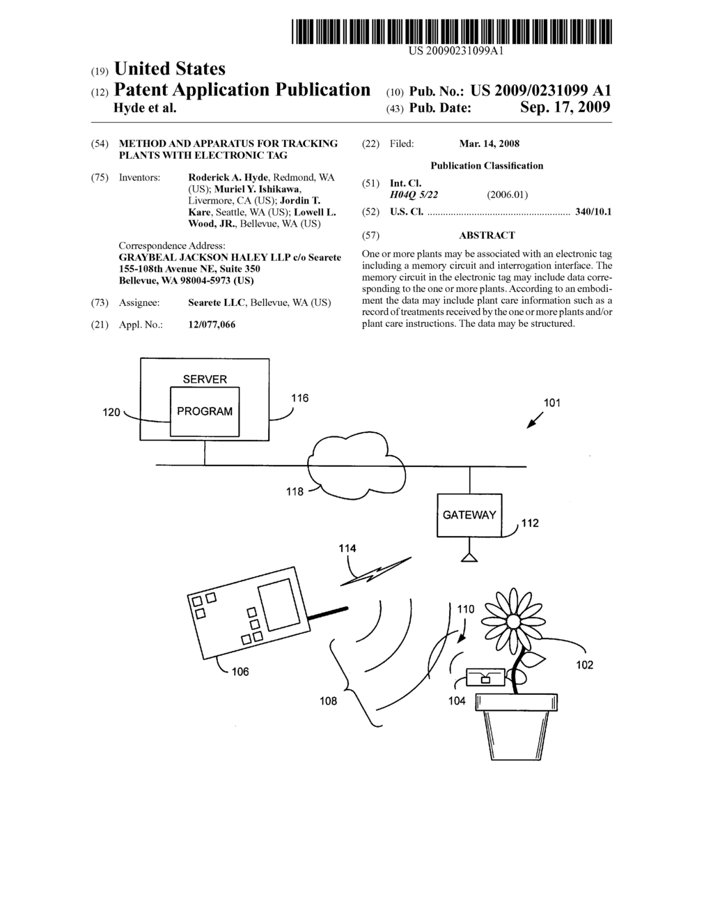 Method and apparatus for tracking plants with electronic tag - diagram, schematic, and image 01