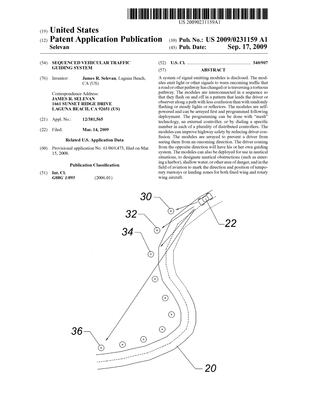 Sequenced vehicular traffic guiding system - diagram, schematic, and image 01